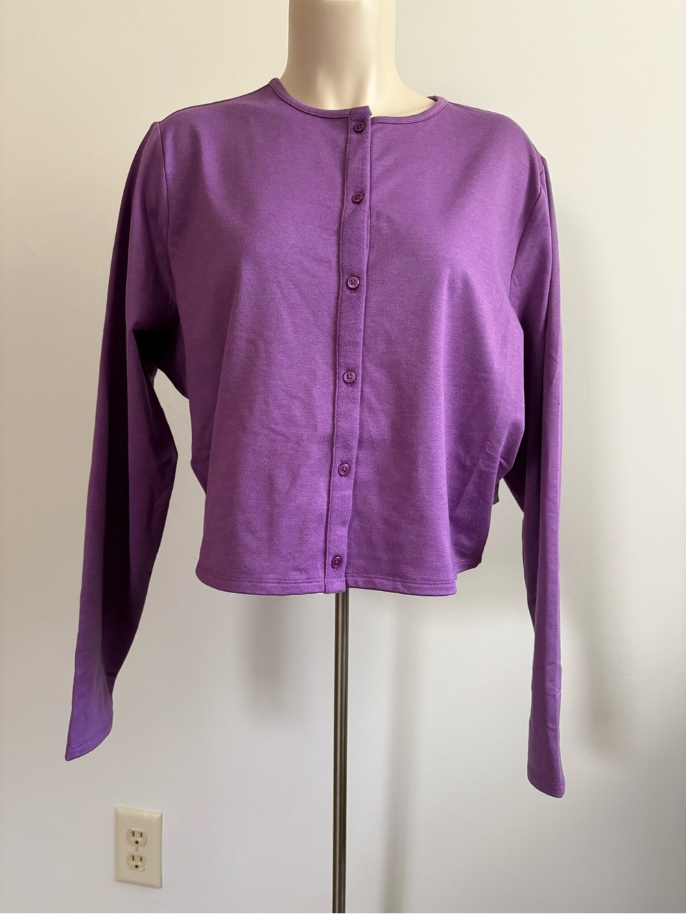 NWT Old Navy Active Cloud Comfy Cropped Purple Cardigan Semi-Fitted XL